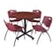 Kobe Kobe Round Table & Chair Set, Wood, Metal, Plastic Top, Cherry TKB42RNDCH47BY - alternate 1